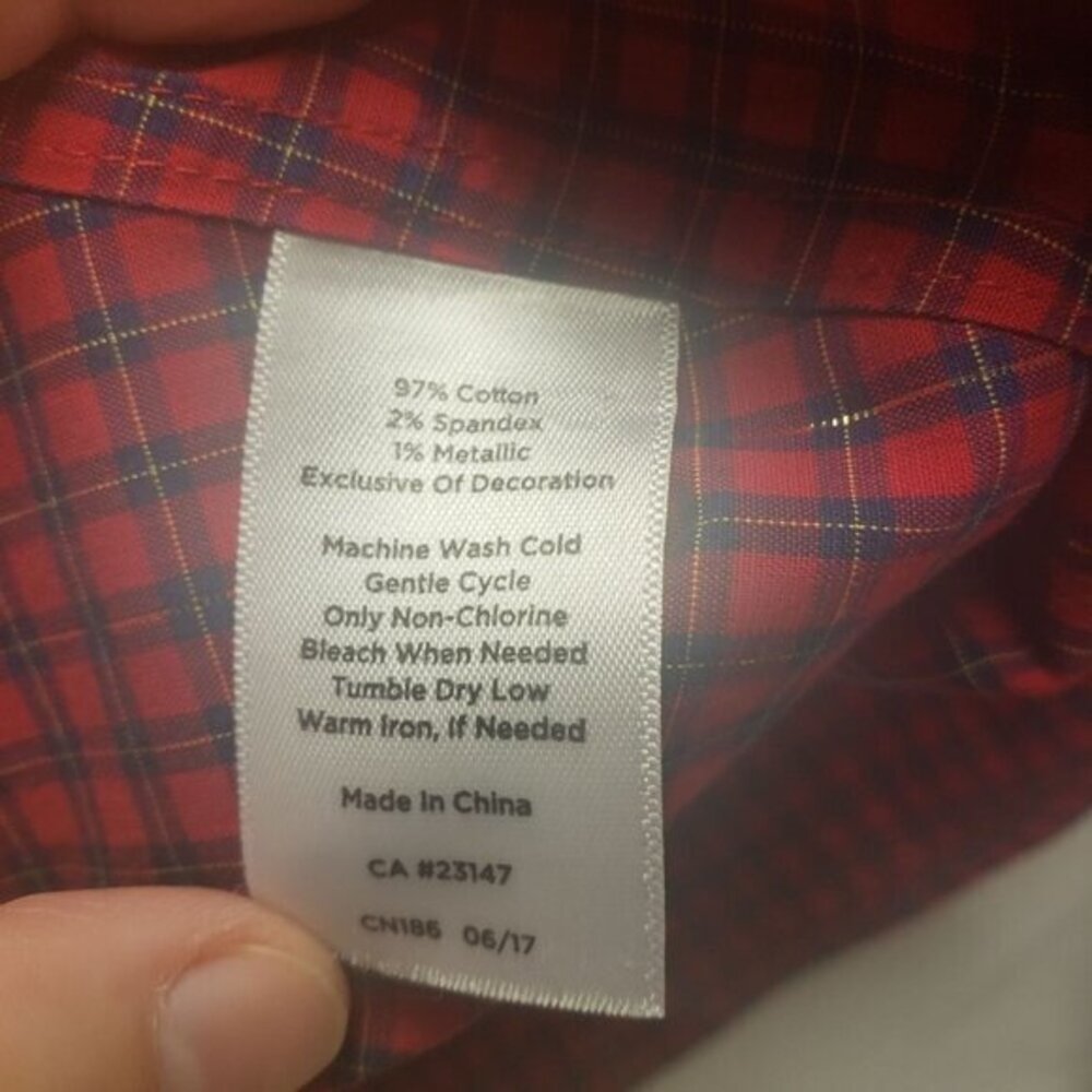 Talbots Womens Button Long Sleeved Collared Shirt Size 16 Red Plaid Pre-Owned - Picture 7 of 9